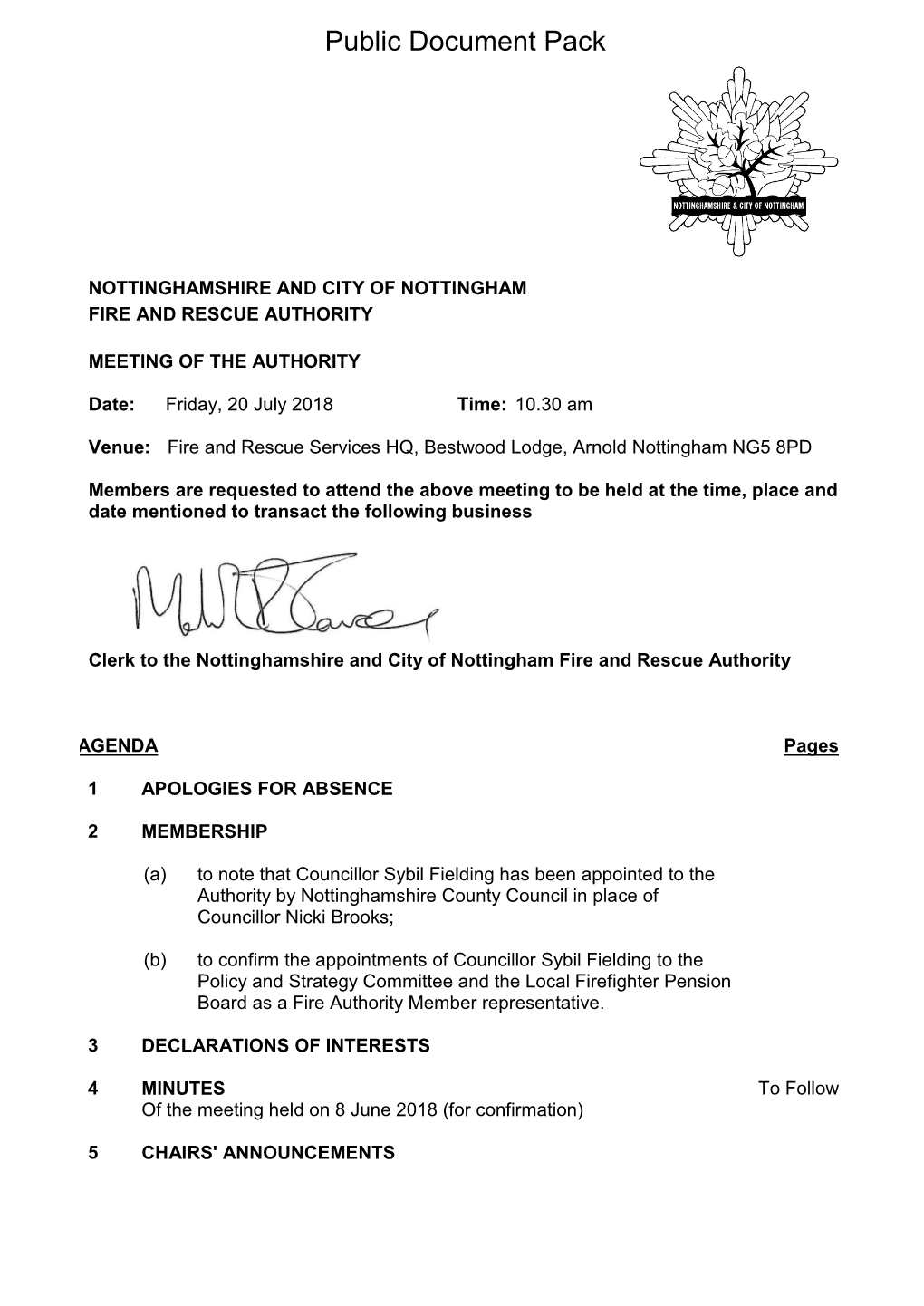 (Public Pack)Agenda Document for Nottinghamshire & City Of