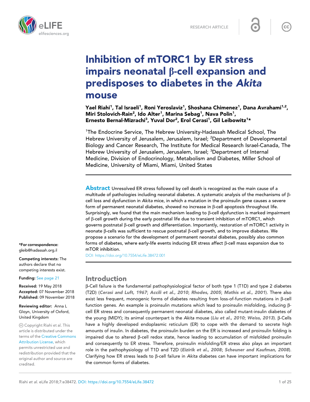 Inhibition of Mtorc1 by ER Stress Impairs Neonatal B-Cell Expansion