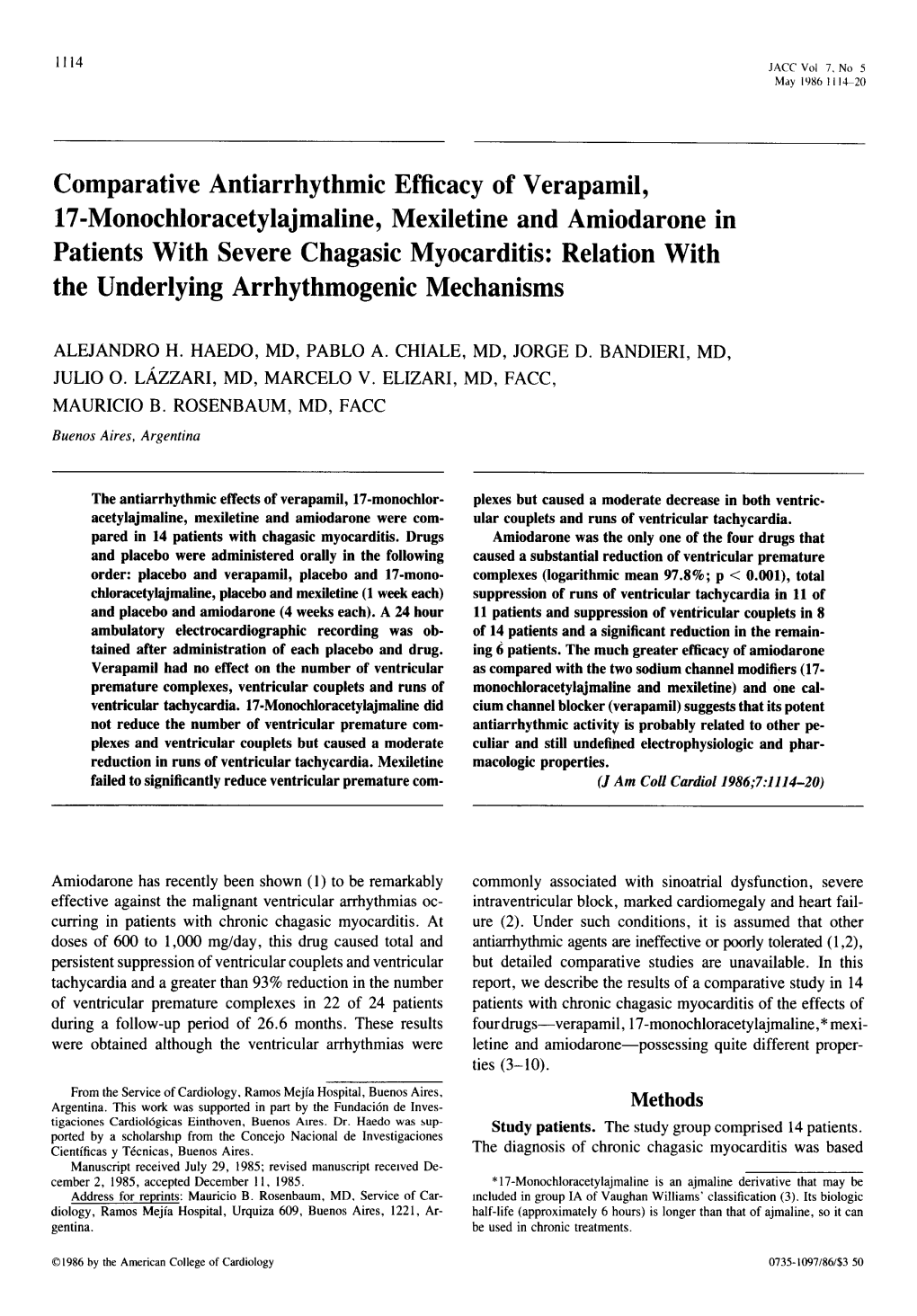 Comparative Antiarrhythmic Efficacy of Verapamil, 17