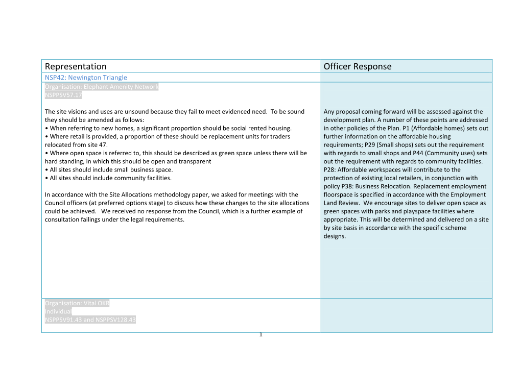 Elephant and Castle Site Allocations