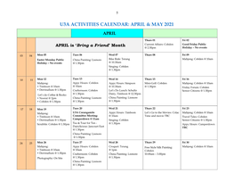 U3a Activities Calendar: April & May 2021