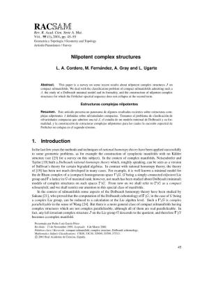 Nilpotent Complex Structures 1. Introduction