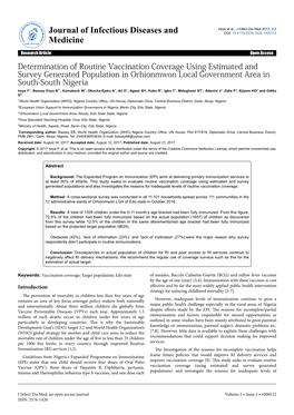 Determination of Routine Vaccination Coverage Using Estimated And