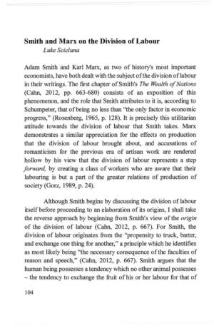 Smith and Marx on the Division of Labour Luke Scicluna