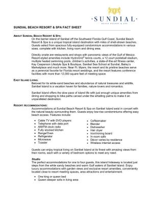 Sundial Beach Resort & Spa Fact Sheet
