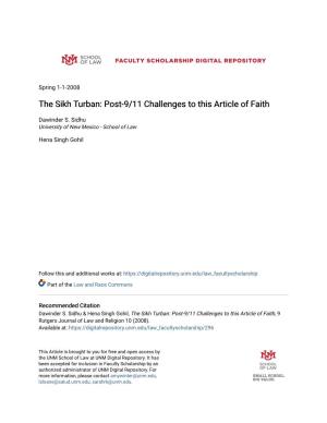 The Sikh Turban: Post-9/11 Challenges to This Article of Faith