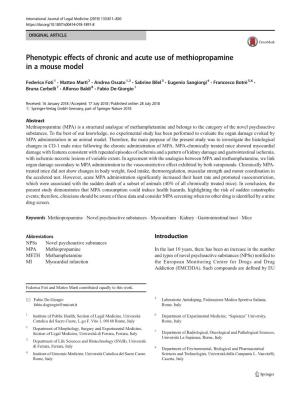 Phenotypic Effects of Chronic and Acute Use of Methiopropamine in a Mouse Model