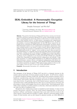 SEAL-Embedded: a Homomorphic Encryption Library for the Internet of Things