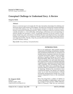Conceptual Challenge to Understand Envy: a Review
