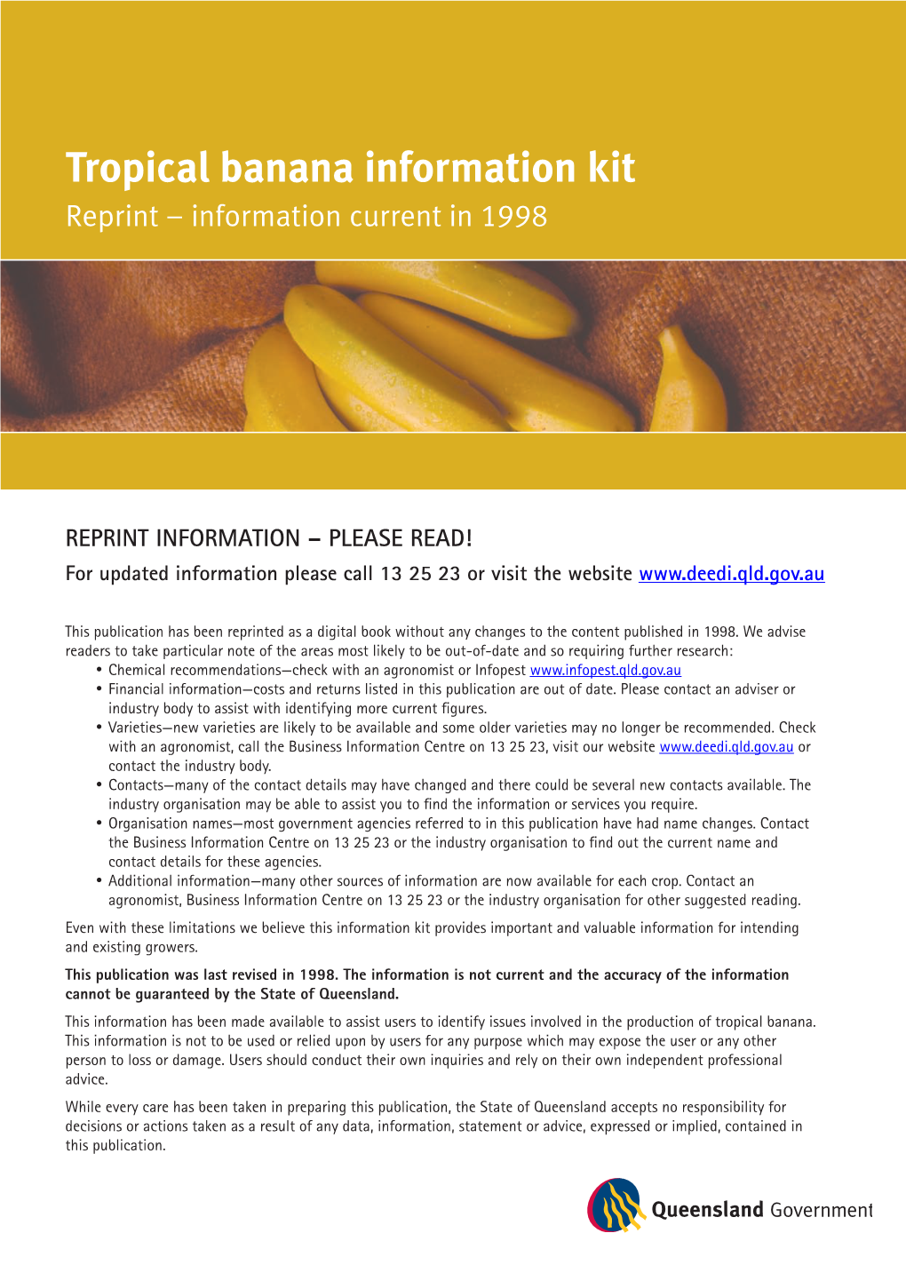 Tropical Banana Information Kit (1998) Reprint