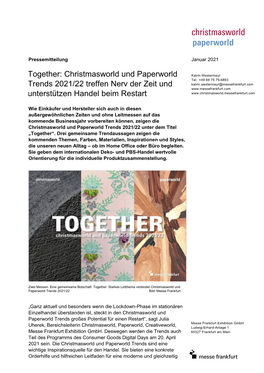 Together: Christmasworld Und Paperworld Trends 2021/22 Treffen