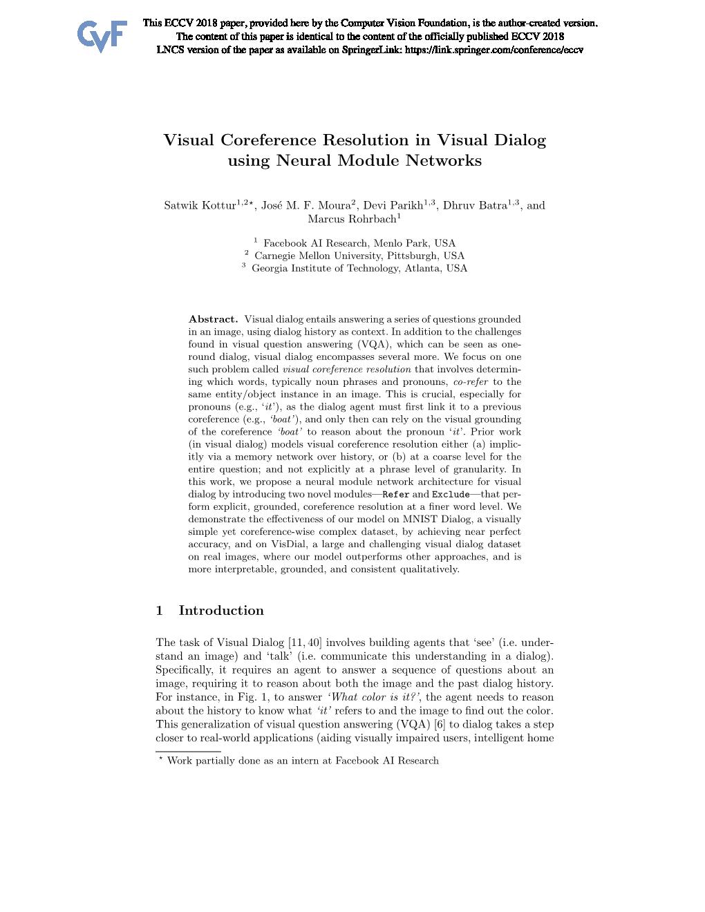 Visual Coreference Resolution in Visual Dialog Using Neural Module Networks