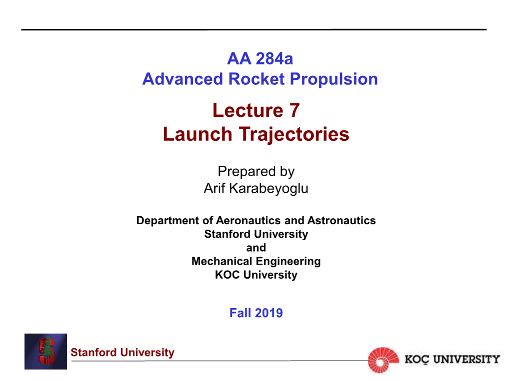 Lecture 7 Launch Trajectories