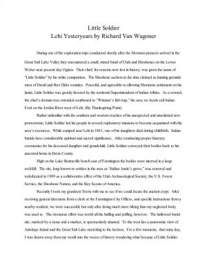 Little Soldier Lehi Yesteryears by Richard Van Wagoner