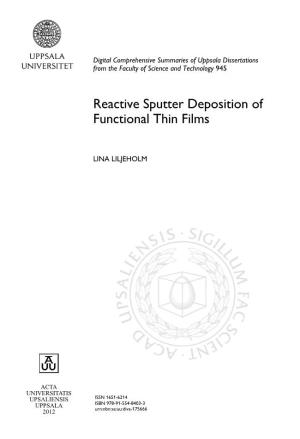 Reactive Sputter Deposition of Functional Thin Films