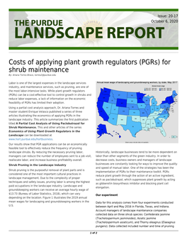 Costs of Applying Plant Growth Regulators (Pgrs) for Shrub Maintenance By: Ariana Torres Bravo, Torres2@Purdue.Edu