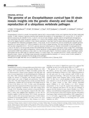 The Genome of an Encephalitozoon Cuniculi Type III Strain Reveals Insights Into the Genetic Diversity and Mode of Reproduction of a Ubiquitous Vertebrate Pathogen