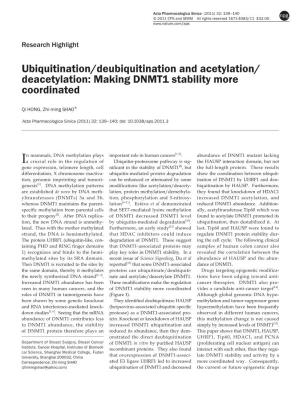 Ubiquitination/Deubiquitination and Acetylation/Deacetylation