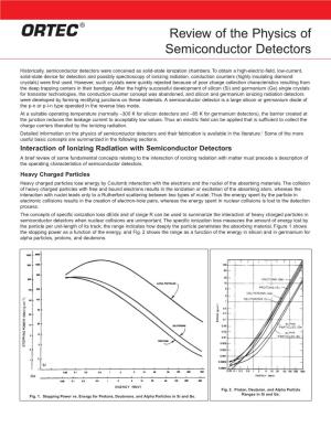 Review of the Physics of Semiconductor Detectors