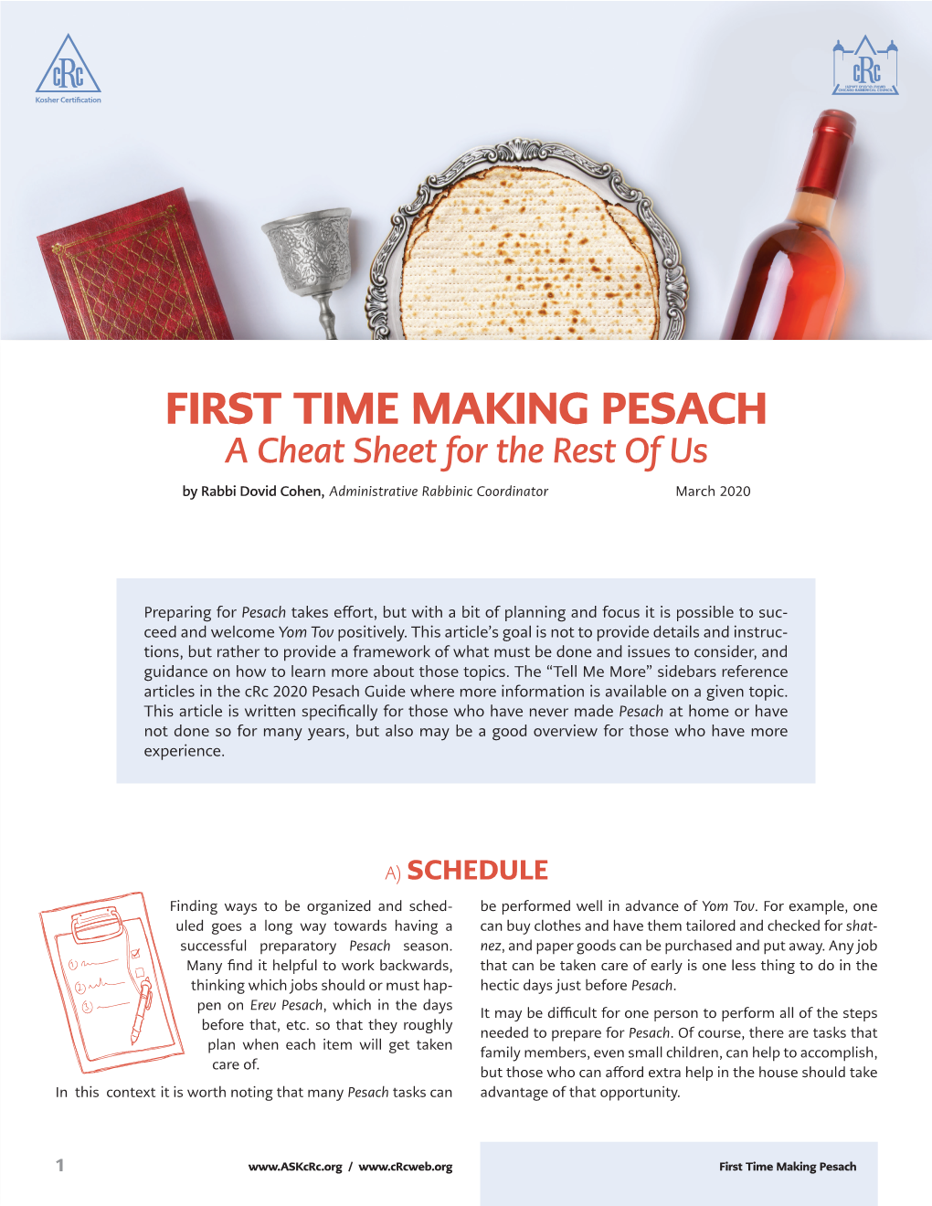 Crc First Time Making Pesach Cheat Sheet DocsLib