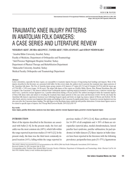Traumatic Knee Injury Patterns in Anatolian Folk
