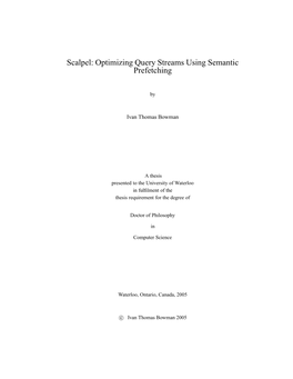 Scalpel: Optimizing Query Streams Using Semantic Prefetching