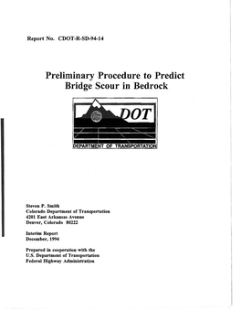 Preliminary Procedure to Predict Bridge Scour in Bedrock