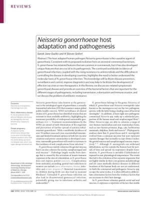 Neisseria Gonorrhoeae Host Adaptation and Pathogenesis