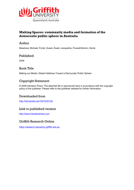 Community Media and Formation of the Democratic Public Sphere in Australia