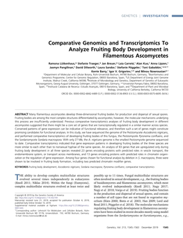 Comparative Genomics and Transcriptomics to Analyze Fruiting Body Development in Filamentous Ascomycetes