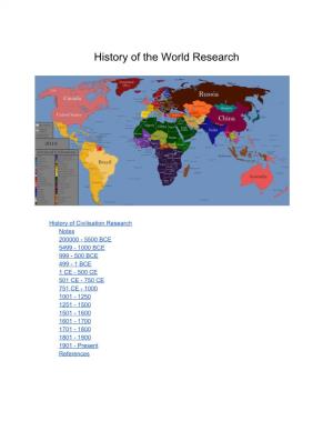 History of the World Research