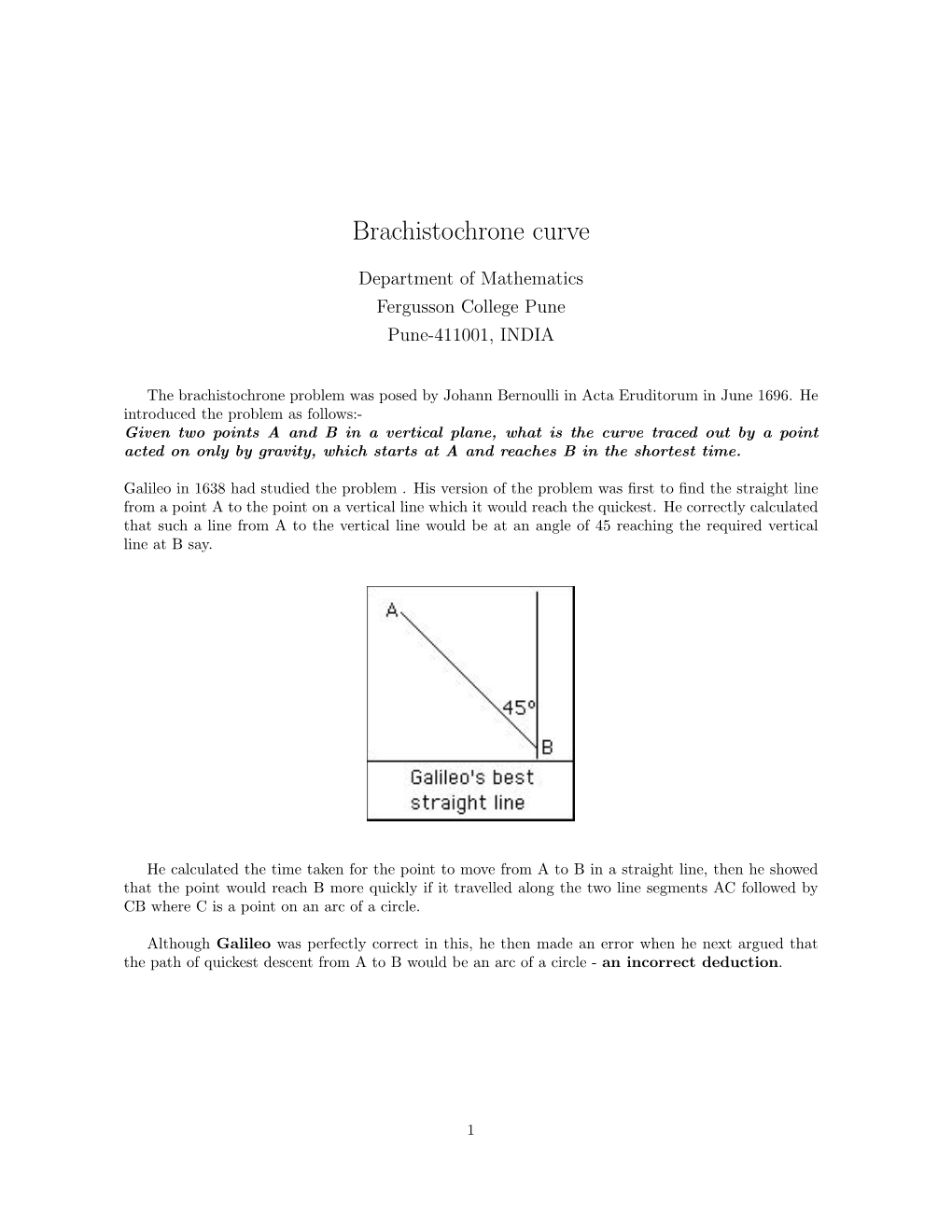 Brachistochrone Curve