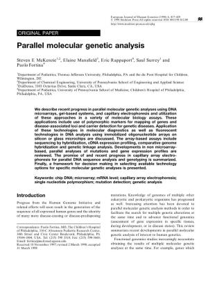 Parallel Molecular Genetic Analysis