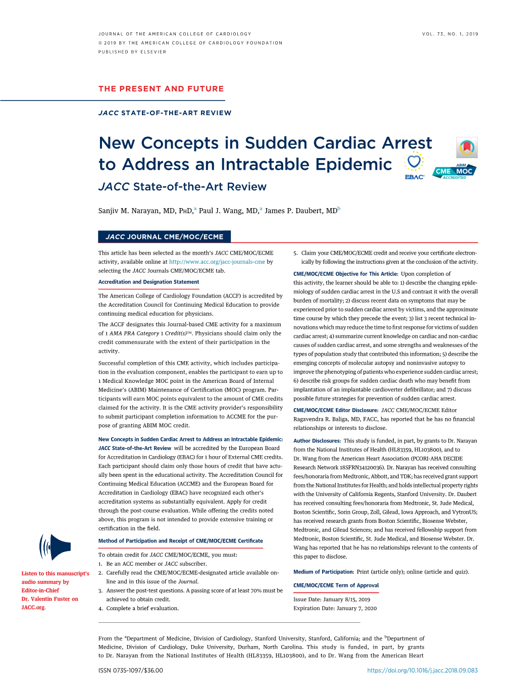 New Concepts in Sudden Cardiac Arrest to Address&Nbsp