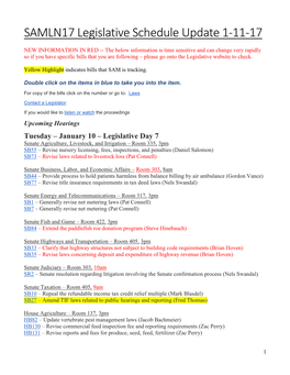 SAMLN17 Legislative Schedule Update 1-11-17