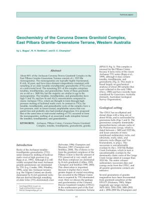 Geochemistry of the Corunna Downs Granitoid Complex, East Pilbara Granite–Greenstone Terrane, Western Australia by L