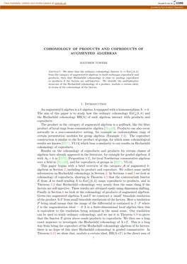 Cohomology of Products and Coproducts of Augmented Algebras