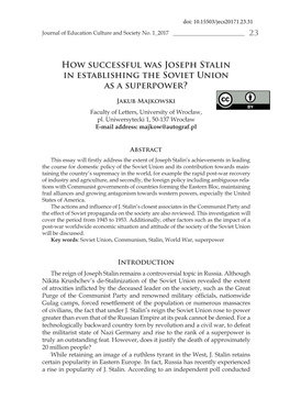 How Successful Was Joseph Stalin in Establishing the Soviet Union As a Superpower?