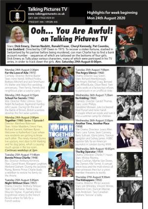 Ooh... You Are Awful! on Talking Pictures TV Stars: Dick Emery, Derren Nesbitt, Ronald Fraser, Cheryl Kennedy, Pat Coombs, Liza Goddard