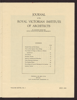 Journal of the Royal Victorian Institute of Architects: (July, 1930)