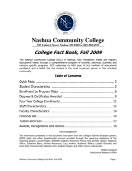 Nashua Community College 505 Amherst Street, Nashua, NH 03063 ● (603) 882-6923