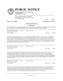PUBLIC NOTICE FEDERAL COMMUNICATIONS COMMISSION 445 12Th STREET S.W