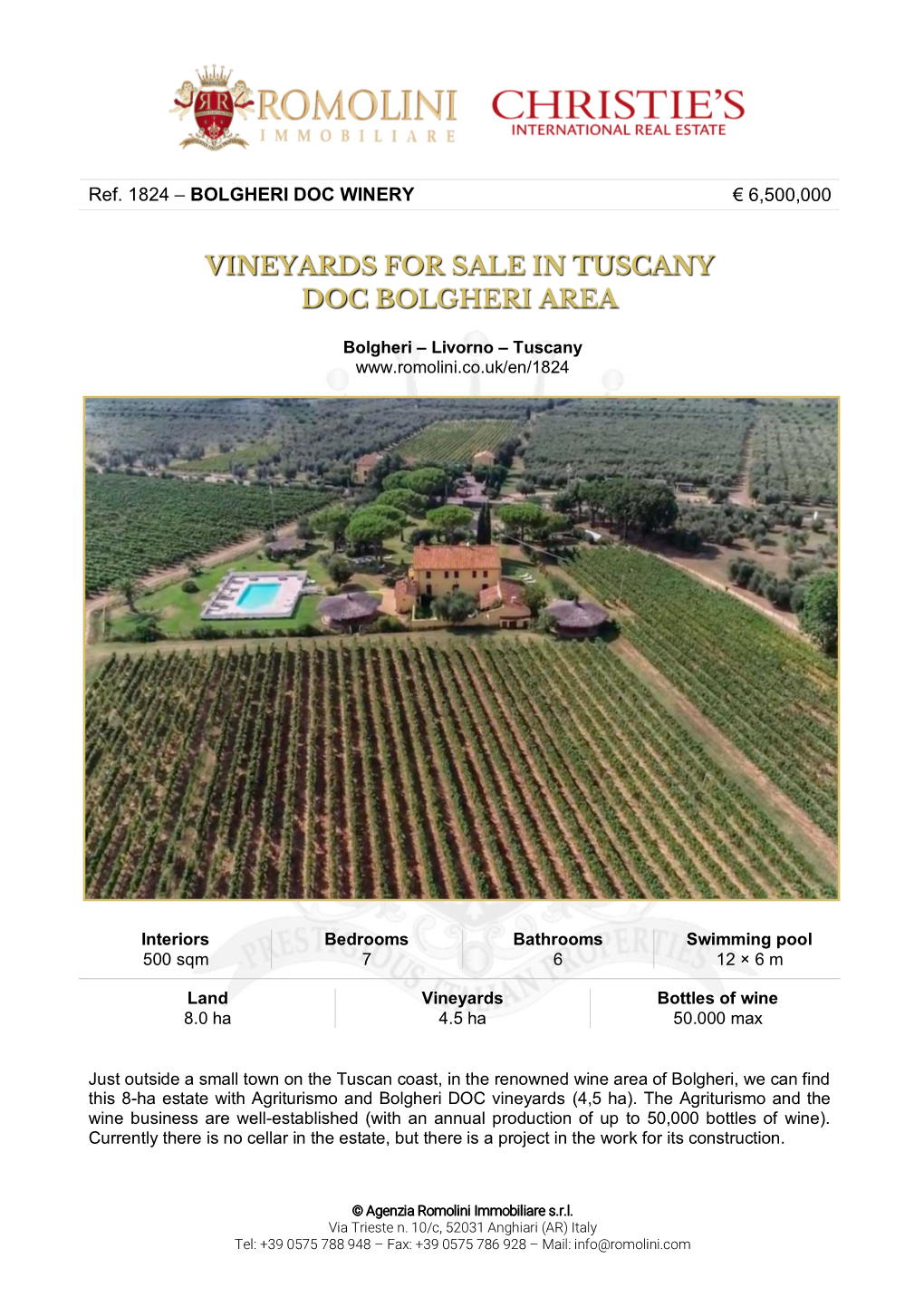 Bolgheri Doc Winery € 6500000