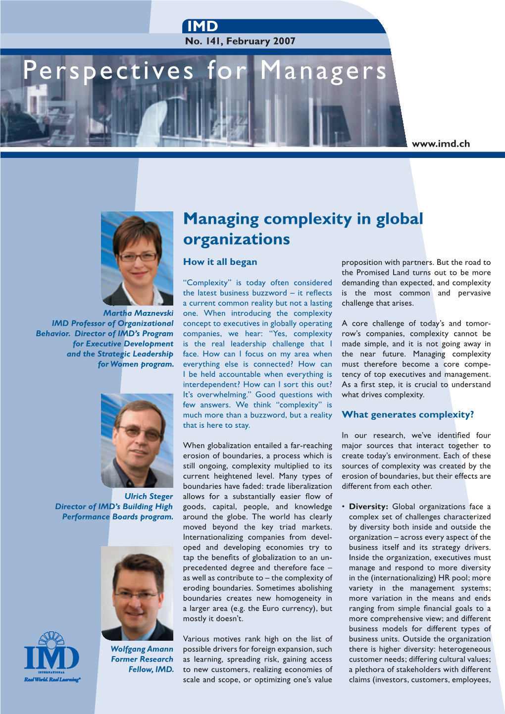 Managing Complexity in Global Organizations