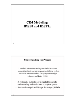 CIM Modeling: IDEF0 and Idef1x