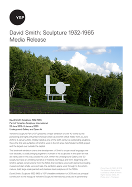 David Smith: Sculpture 1932-1965 Media Release