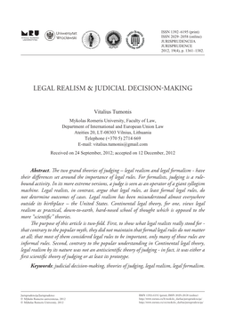 Legal Realism & Judicial Decision-Making