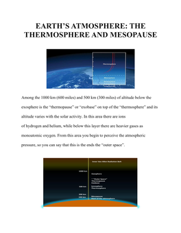 Earth's Atmosphere: the Thermosphere And