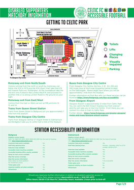 DISABLED SUPPORTERS MATCHDAY INFORMATION Getting to Celtic Park