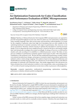 An Optimization Framework for Codes Classification and Performance Evaluation of RISC Microprocessors